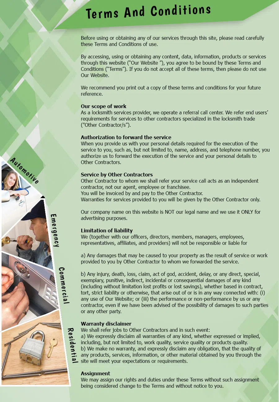 Indianapolis Advantage Locksmith Indianapolis, IN 317-350-6005 - TermsAndConditions-2